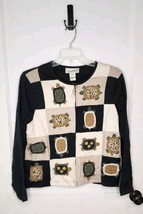 Susan Bristol Womens XL Zip Cardigan Light Patchwork Embroidered Turtles... - $20.57