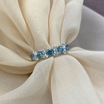 1.00 KT Blu e Bianco Laboratrio Cresciuta Diamante Alternando Fede Nuzia... - $10,399.51 MXN