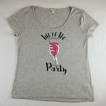 Gray T-shirt Sz Small Life of the Party Wine Glass Skeleton - £8.62 GBP