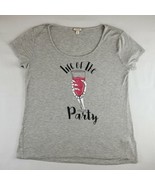 Gray T-shirt Sz Small Life of the Party Wine Glass Skeleton - £8.78 GBP