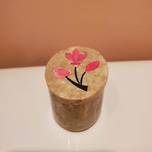 Stone Trinket Box with Pink Mother of Pearl Flower Inlay, Pill Box with Lid image 8