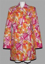 g Signature Bright Floral Textured Knee Length Lined Coat Wm&#39;s 10 NWT $1... - £58.34 GBP