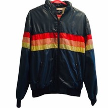 Vtg 80 Dunlop Multi Color Block Vented Windbreaker Streetwear Jacket Hidden Hood - £99.01 GBP