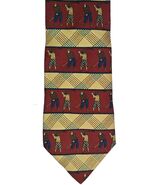 Tommy Hilfiger Vintage Golf Novelty Tie 100% Italian Silk Burgundy Plaid... - $15.36