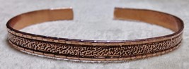 Gorgeous Copper 6 3/4&quot; Cuff Bracelet Handcrafted Nugget Texture Bead Link Edge - £15.84 GBP