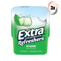 3x Bottles Wrigley&#39;s Extra Refreshers Spearmint Gum | 40 Per Bottle | Su... - $25.47