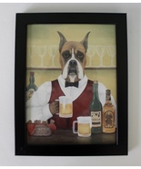 Carol Lew Dog Boxer Bartender Kitchen Print Framed 7 3/4&quot; x 9 3/4&quot; Man C... - £23.59 GBP