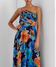 Lauren Ralph Lauren Women&#39;s Multi Floral Georgette Navy One-Shoulder B4HP - $69.30+