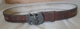 Mens Cowhide Leather Belt Lizard Insert With Eagle Buckle 32&quot; x 1.5&quot; U1 - $19.79