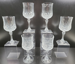 6 Cristal D&#39;Arques Durand Longchamp Water Goblets Crystal Cut Etched France Lot - £47.21 GBP