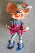 Vintage 1960s Plastic Felt Mouse Head Character Doll 5 1/2&quot; Tall - £14.24 GBP
