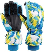 Women&#39;s Waterproof Winter Snow Ski Gloves Insulated Blue Yellow Size Medium - $13.95 CAD