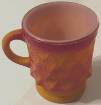 ANCHOR HOCKING Vintage Fire King 319 Diamond Red Orange Kimberly Glass Mug Cup - £7.32 GBP