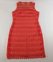 Lauren Ralph Lauren Women Sz 6 Coral Crochet Lace Sheath Dress Lined - $36.74