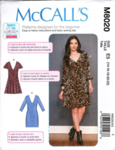McCall&#39;s M8020 Misses 14 to 22 Dresses Learn to Sew Level 2 Uncut Sewing Pattern - £11.69 GBP