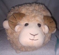 Plush Whimsical Round  Cream Colored Sheep with Horns 10&quot; Plush NWT - £11.92 GBP
