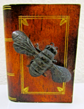 Maitland-Smith Faux Leather Wooden Book with Bronze Bee Paperweight - $147.51