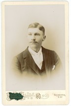 Antique Circa 1880s Cabinet Card Handsome Young Man Mustache Rochester, NH - £9.53 GBP