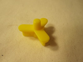 1990 MB Travel Games - Perfection game piece: Yellow Puzzle Shape #11 - $1.50