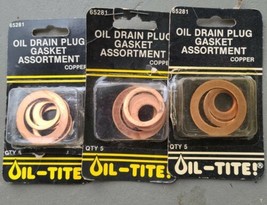 Lot of 3 Dorman 65281 Copper Oil Drain Plug Gasket Assortment - $30.75