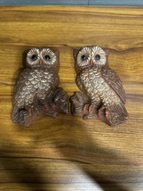 Retro Pair of Owls Hanging Wall Art Vintage 1970&#39;s Molded  Hard Foam Hom... - £13.22 GBP