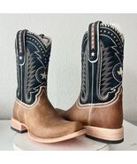 Lane Rodeo Houston Mens Cowboy Boots Brown Navy  Square Toe 12.5" Size 12 - $292.05