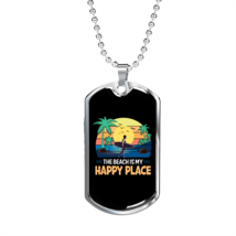 Camper Necklace  Beach Happy Face  Necklace Stainless Steel or 18k Gold Dog Tag - £37.84 GBP+