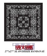 Hav-A-Hank XL BIG SIZE BLACK PAISLEY 27&quot; BANDANNA Head Wrap Face Mask Ne... - $10.99