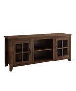 Farmhouse Dark Walnut Glass Wood TV Stand for 65&quot; TVs - $2,710.44 MXN