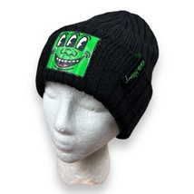 Keith Haring Black Beanie Hat Green Three Eyed Face Tight Knit Stretch S... - $49.01