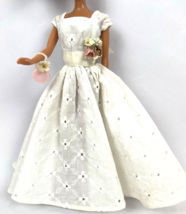 Vintage Barbie Clone Doll Clothes White Lace Dress Flower Bouquet Shoes ... - £38.71 GBP