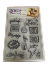 Autumn Leaves Clear Stamps Set Winter Holidays Happy Halloween Trick or Treat - £7.96 GBP