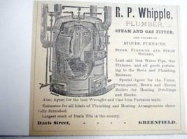 1889 Ad R. P. Whipple Plumber, Greenfield, Mass - $7.99