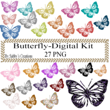 Butterfly Digital Kit-Jewelry Tag-Gift Tag-T shirt-Digital Clipart-Scrap... - £0.99 GBP