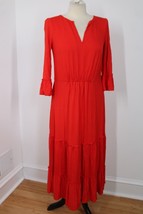 Boden 8 Jordana Orange Red Split Neck Tiered Stretch Jersey Maxi Dress - $47.49