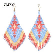 ZMZY Ethnic Earings Fashion Jewelry Boho Drop Earrings for Women Bohemian Long T - £10.96 GBP