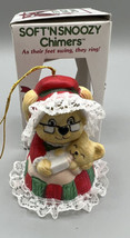 Ornament Christmas Chimers Mother Baby Bear Real Lace Hat Skirt Bell Feet - £14.16 GBP