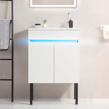 24&quot; White Bathroom Vanity w/Sink &amp; Sensor Light - $341.99