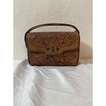 Vintage Hand Tooled Leather Handbag Purse Floral BOHO Hippy - £15.95 GBP