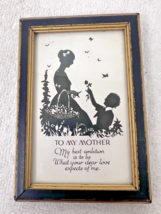 Vintage Silhouette To My Mother Motto Framed Print 1937 Poem Child Rose ... - $24.26