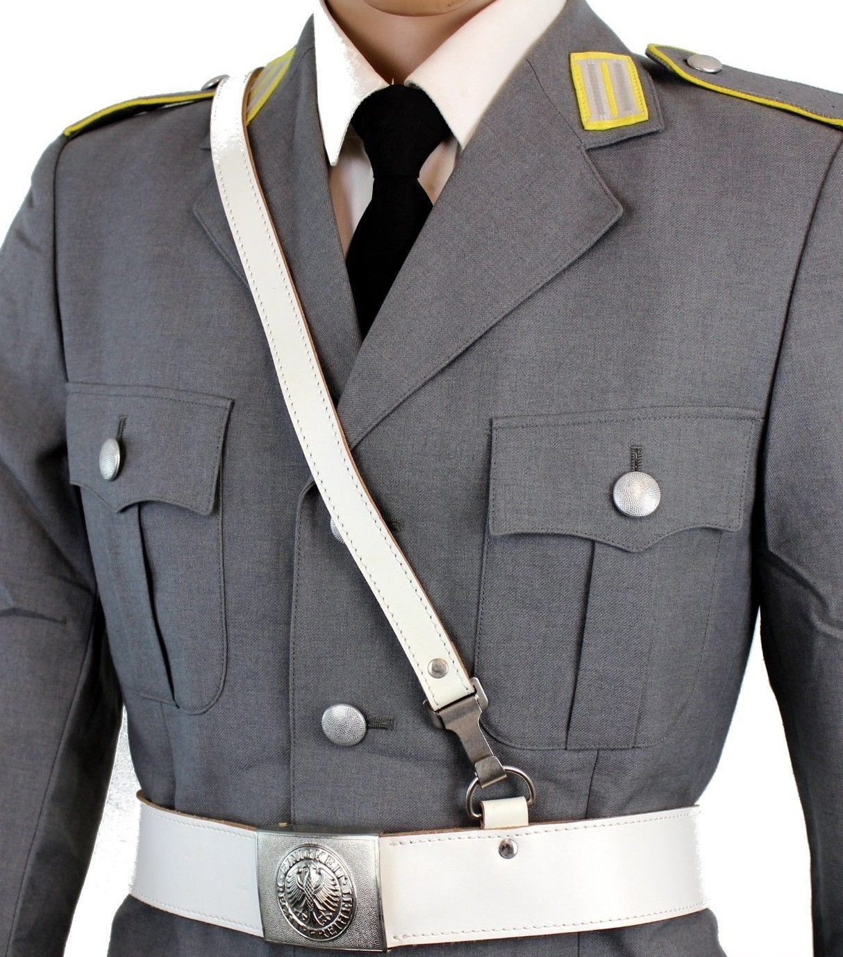 Primary image for Vintage German army white leather belt marching parade Bundeswehr military dress