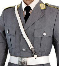 Vintage German army white leather belt marching parade Bundeswehr milita... - $20.00+