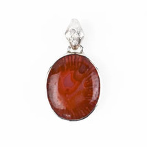 Jewelry Of Venus Fire Pendant Of Ajna (Forehead Chakra) Fossilized Red Horn Cor - £523.05 GBP