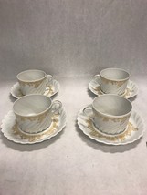 4 sets Havilland Limoges Ladore France coffee tea cup saucer swirl gold ... - $67.31