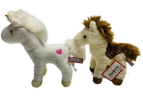 Primary image for 2 Douglas Plush Stuffed Animals Spotted Montana HORSE Serafina White Unicorn