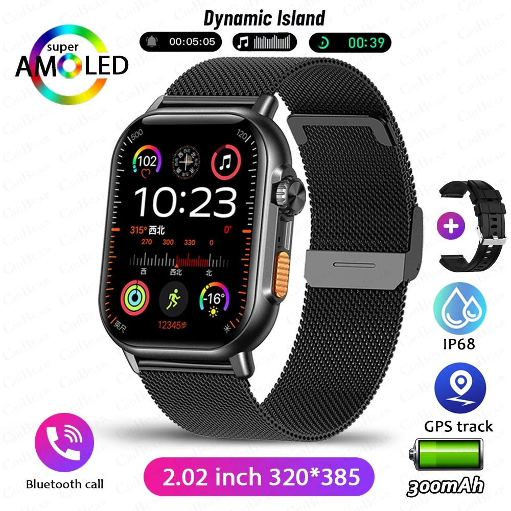 NFC Bluetooth Call Smart Watch Men 320x385 HD Screen Fitness Tracker IP68Waterpr - £23.92 GBP