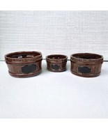 Pottery Barn Stacking Bowls Faux Wood Bois Barrel Brown Ceramic Serving ... - £46.54 GBP