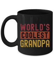 Worlds Coolest Grandpa Father&#39;s Day Coffee Mug Vintage Black Cup Retro Dad Gift - £14.99 GBP+