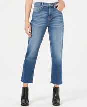 Black Daisy Juniors&#39; Bella Hi Rise Straight Cropped Raw-Edged Jeans, Southie, 3 - £7.06 GBP