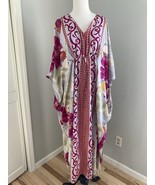 Vintage  Natori Patio Dress Caftan Women Goddess Asian One Size 53&quot; length - $62.41 CAD